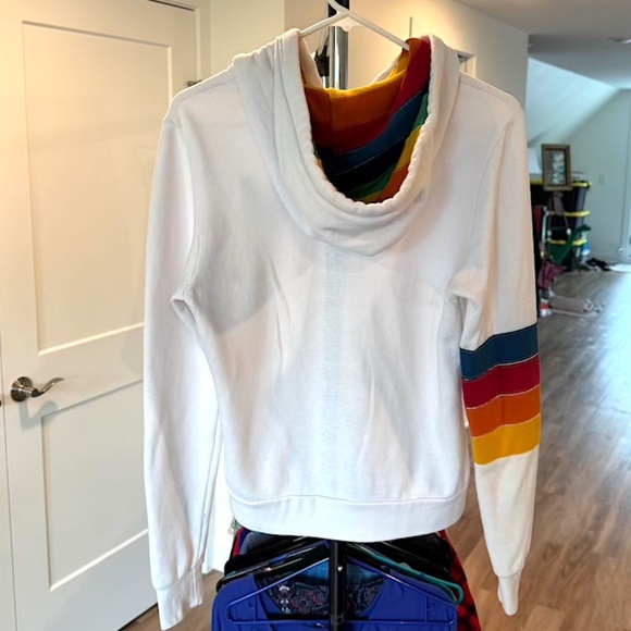 Aviator Nation White Rainbow Hoodie - X-Small (RARE) - Picture 7 of 16